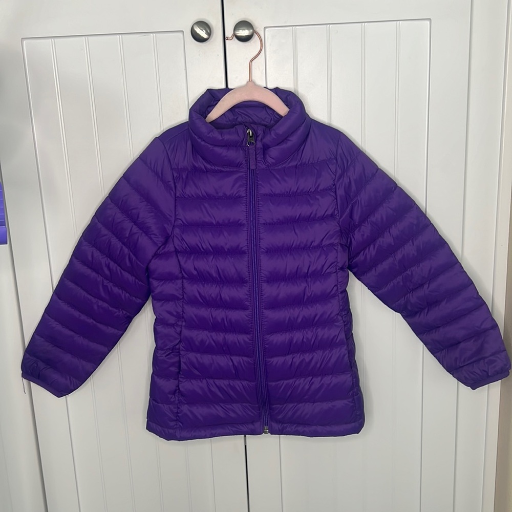Purple lightweight but warm puffer jacket